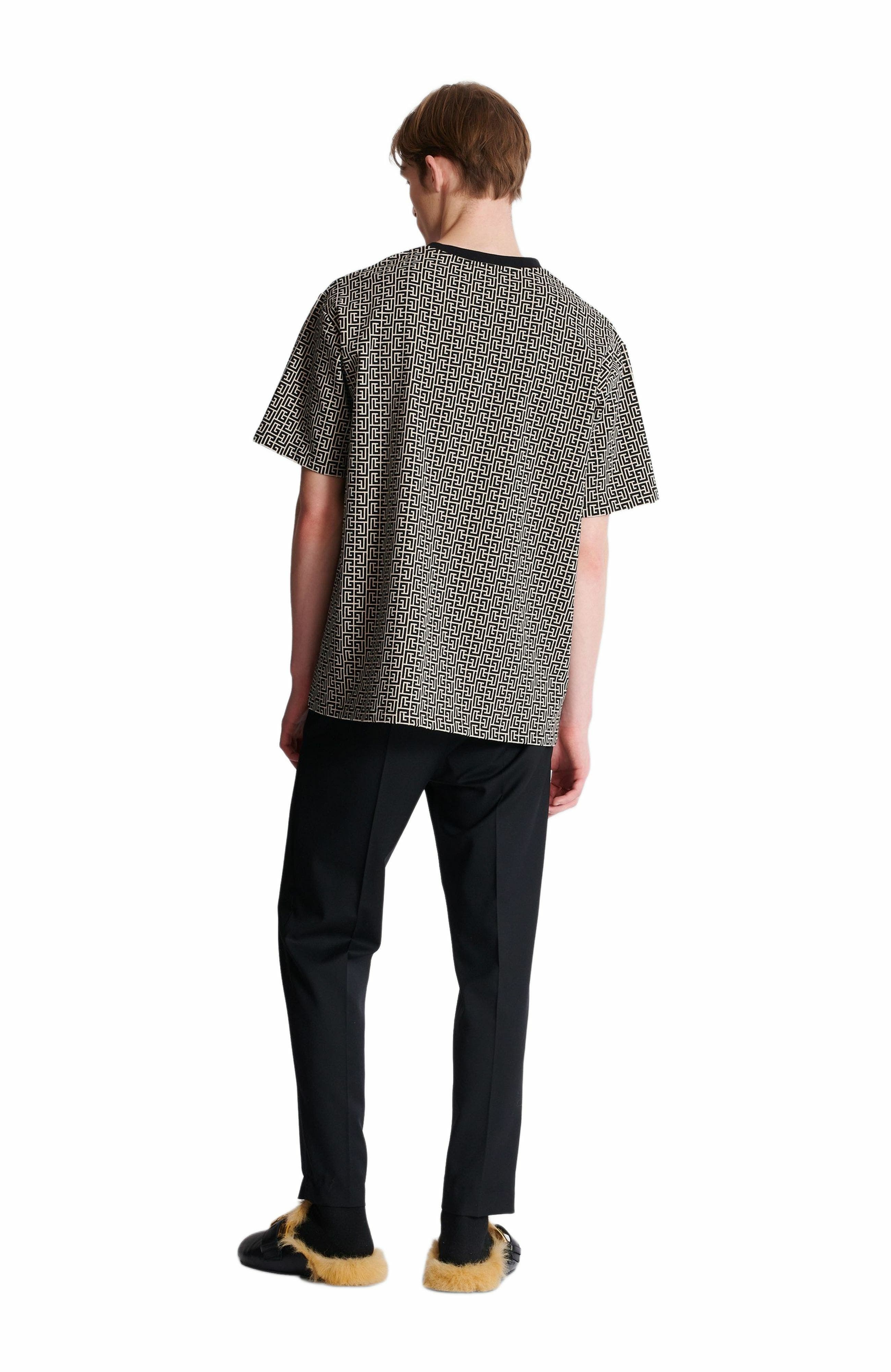 Balmain Monogram jacquard T-shirt in Black at Nordstrom - 3