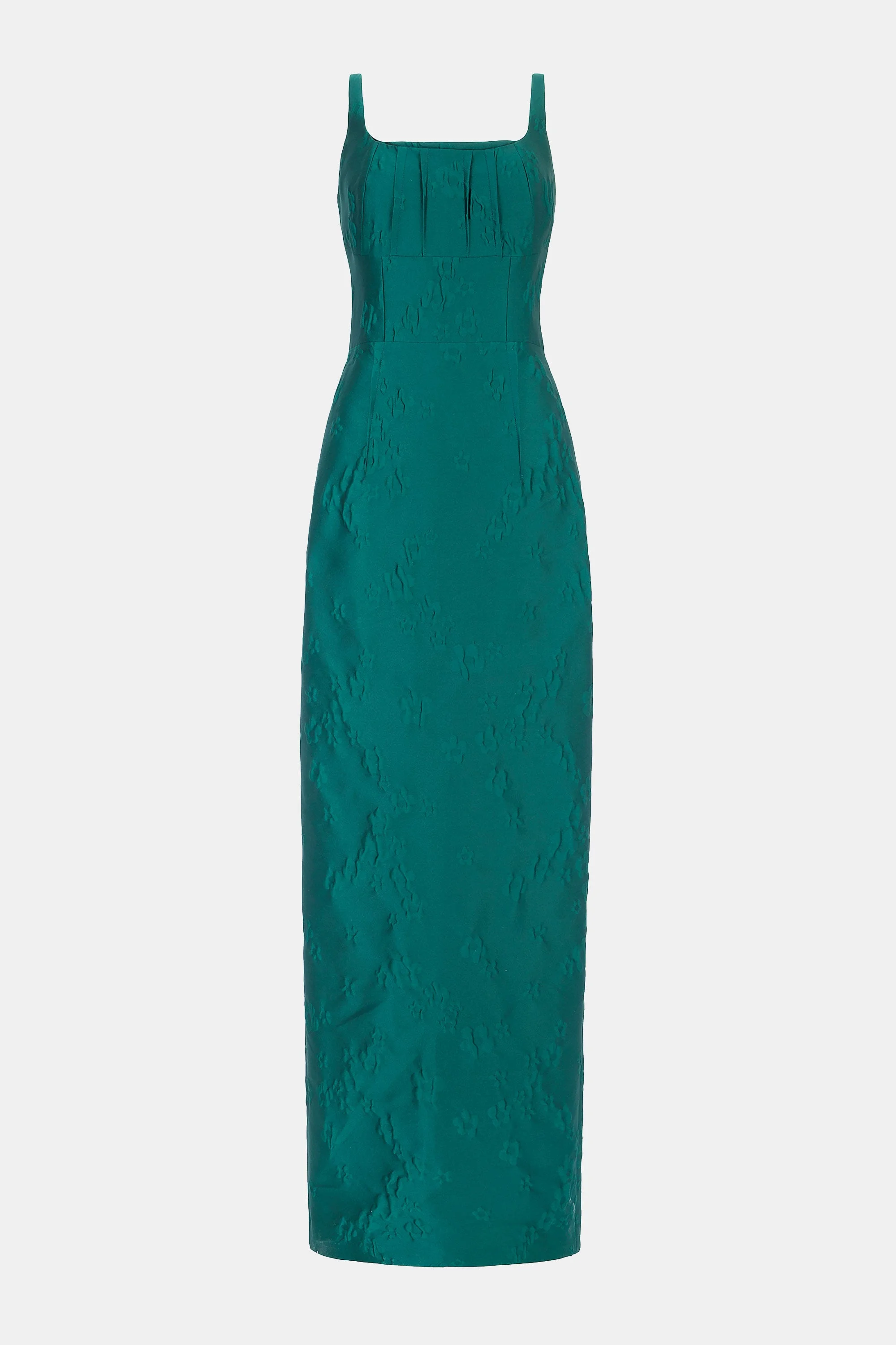 Sharon Dress In Emerald Green Ditsy Floral Jacquard - 1