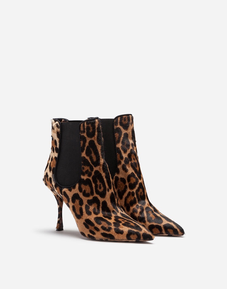 Leopard-print pony hair ankle boots - 2