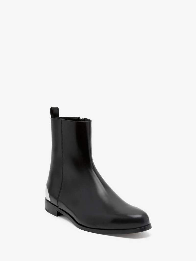 Men's Metal Heel Boot in Black/silver 4