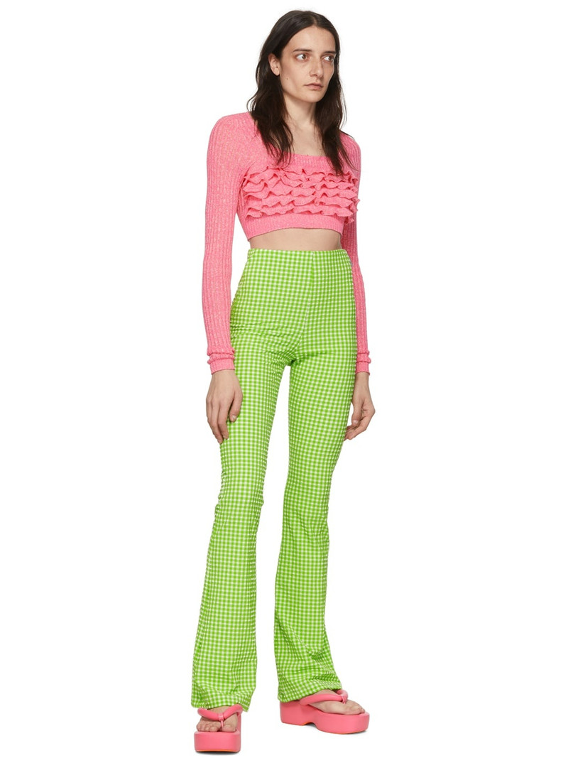 MSGM Green Polyester Trousers outlook