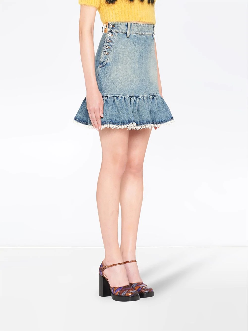 ruffle-trim denim skirt - 3