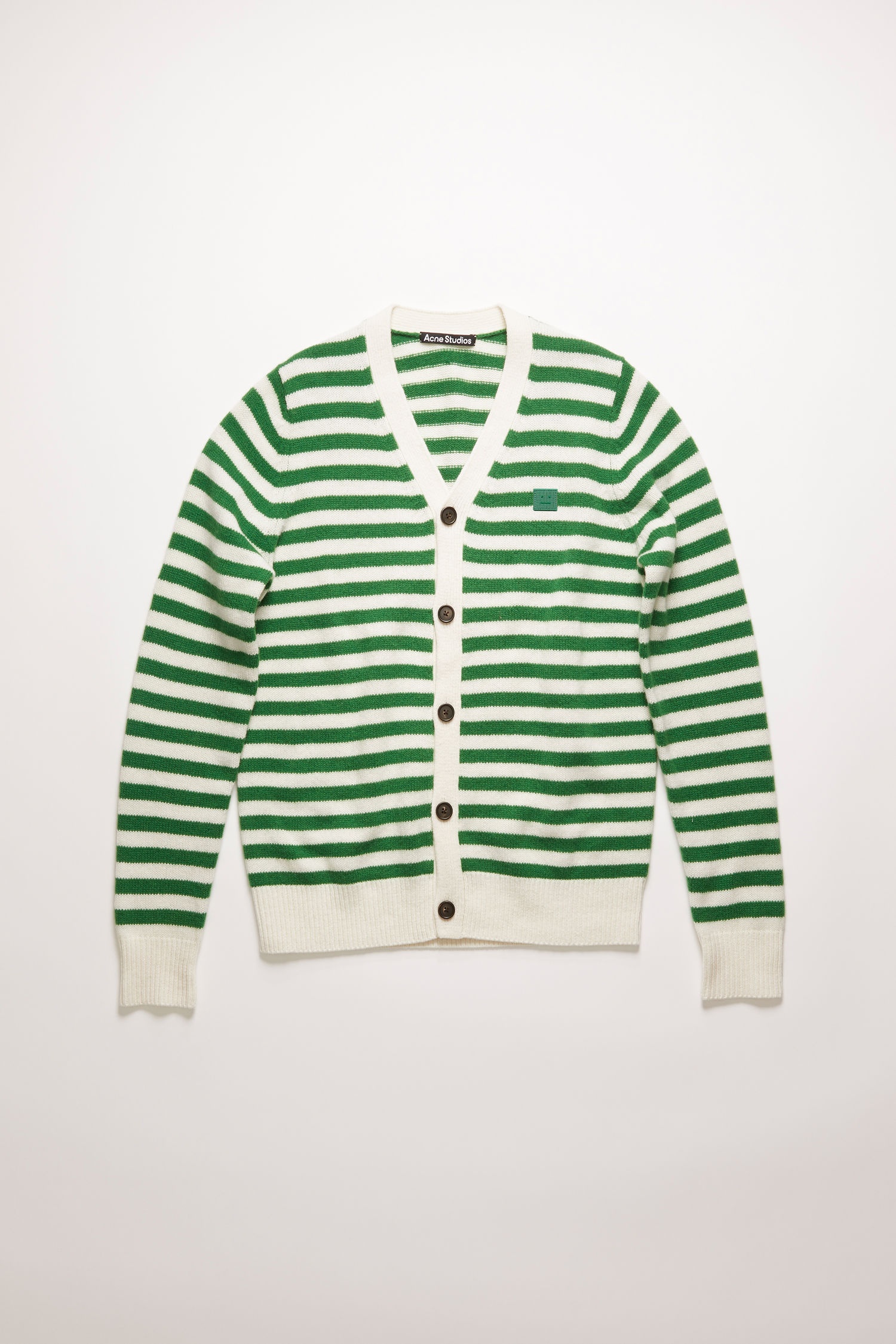 Breton stripe cardigan green/white - 1