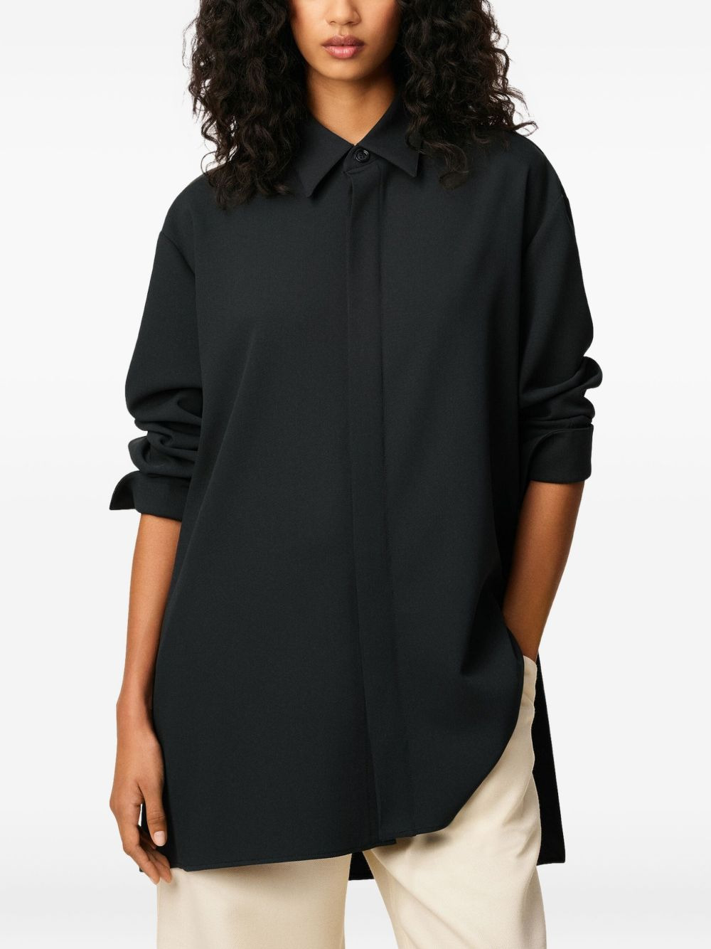 classic-collar wool shirt - 5