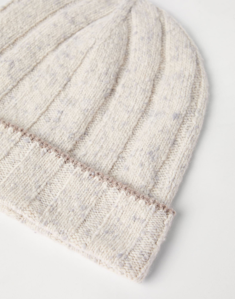 Brunello Cucinelli Flecked cashmere rib knit beanie outlook