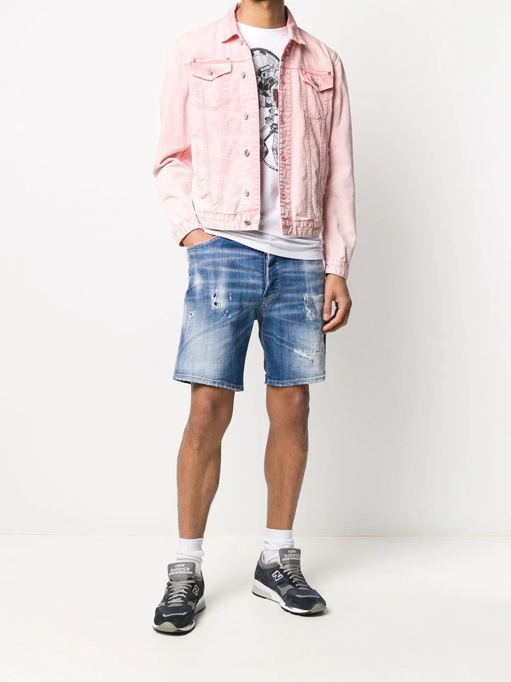 washed effect denim jacket - 2