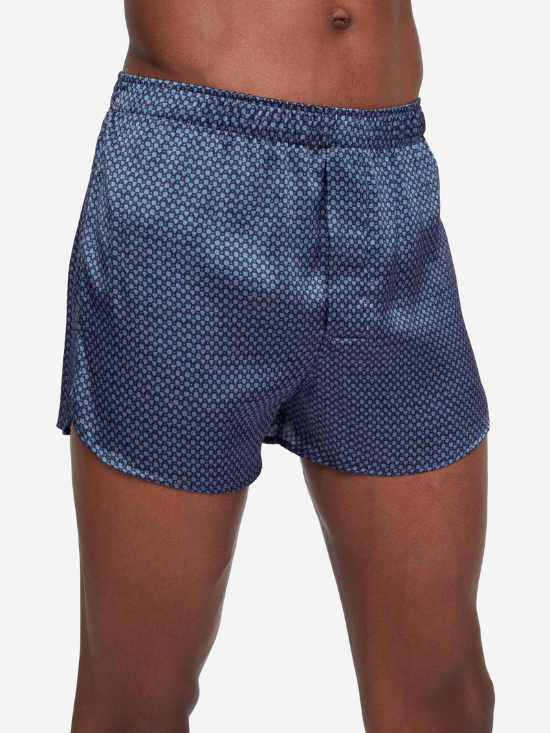 Derek Rose Men's Modern Fit Boxers Brindisi 74 Silk Satin Navy outlook