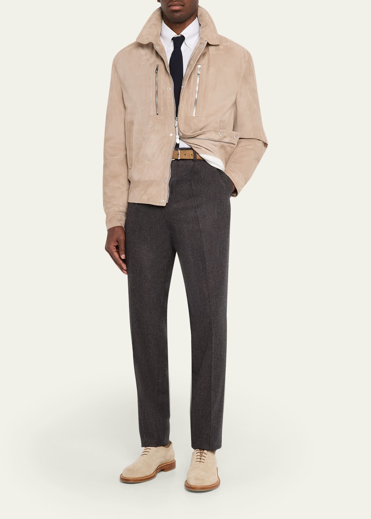 Men's Wool Flannel Single-Pleated Pants - 2