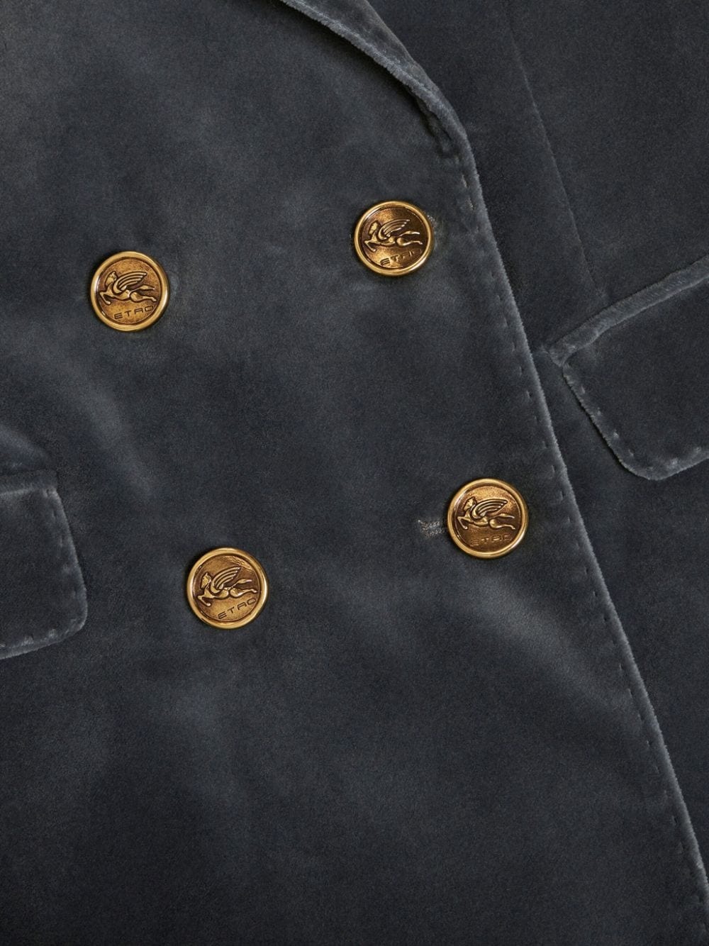 logo-engraved buttons velvet blazer - 6