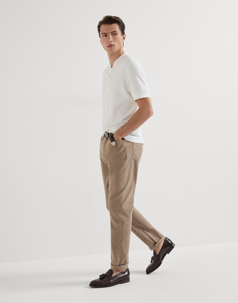 Garment-dyed five-pocket trousers in comfort denim 5