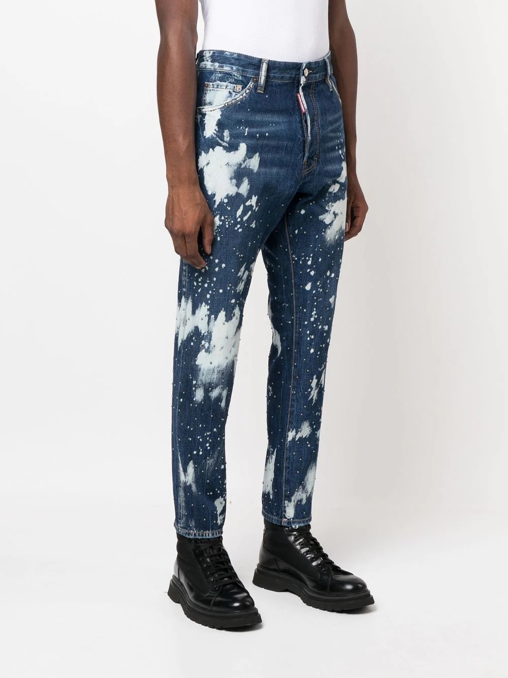 bleached tapered-leg jeans - 3