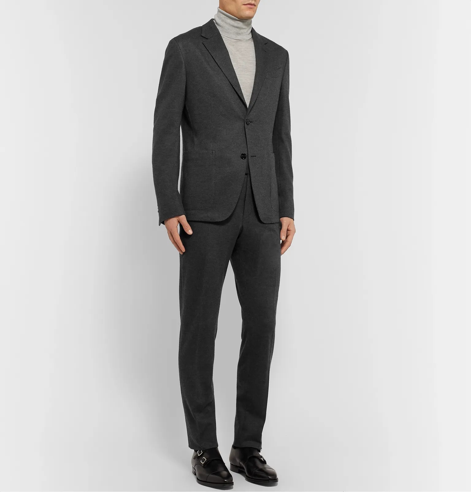 Grey Slim-Fit Brushed Cashmere and Cotton-Blend Suit - 2