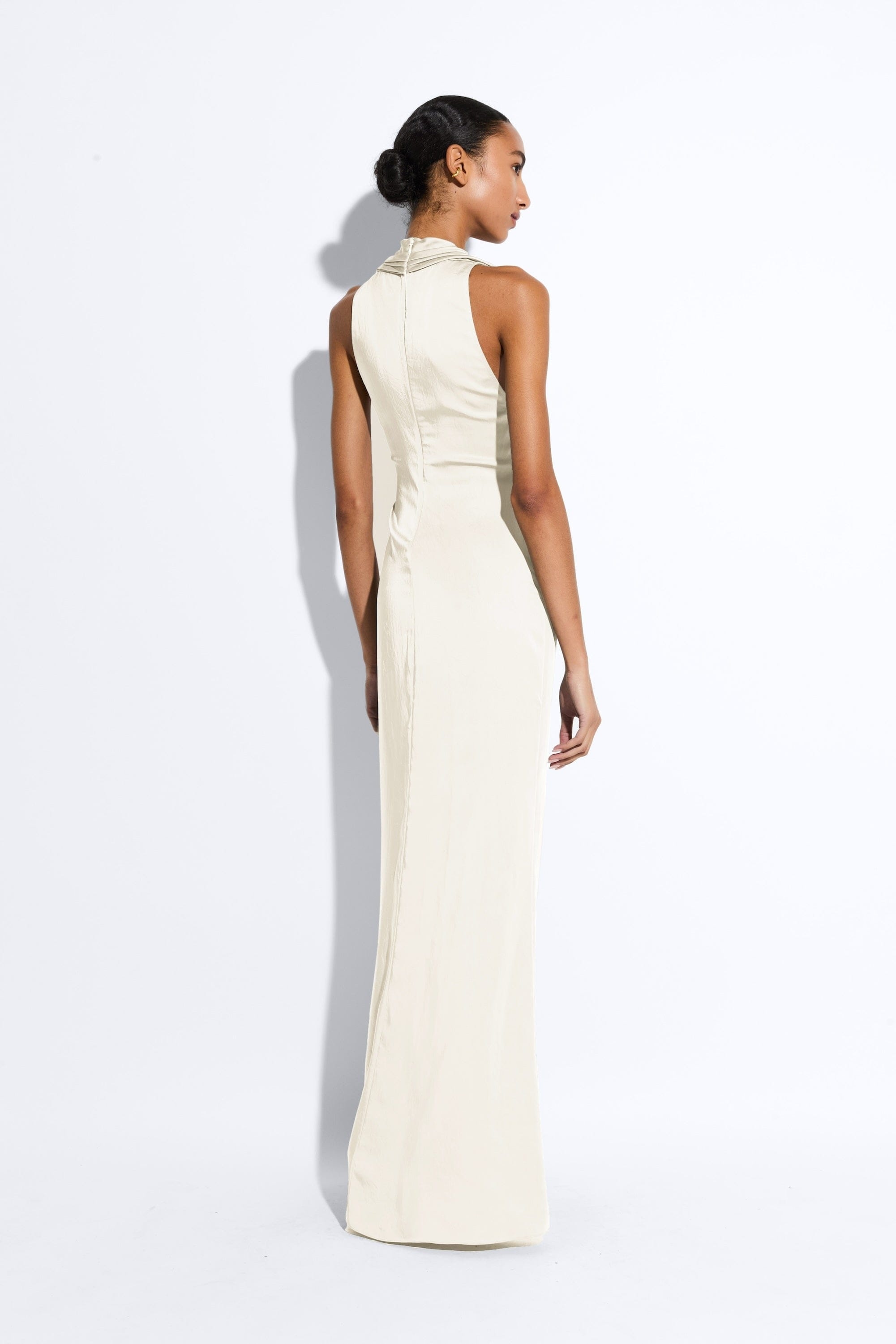 Lightweight Satin Cowl Neck Gown - 3