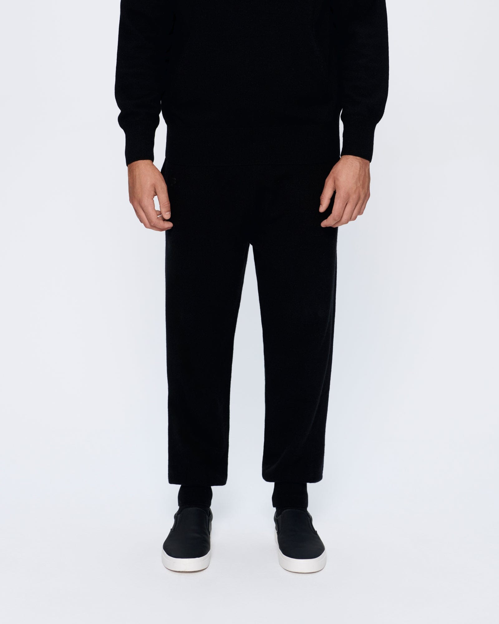 Mens Recycled Cashmere Track Pants - Black - 3