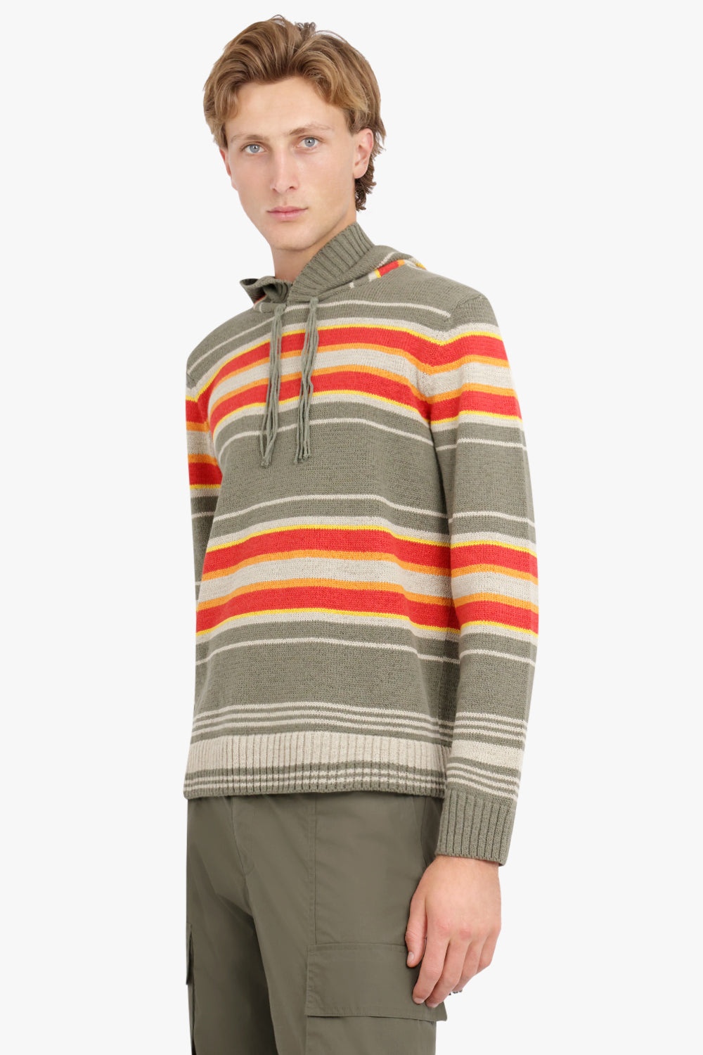 KNIT HOODIE | OLIVE MULTI STRIPE - 3