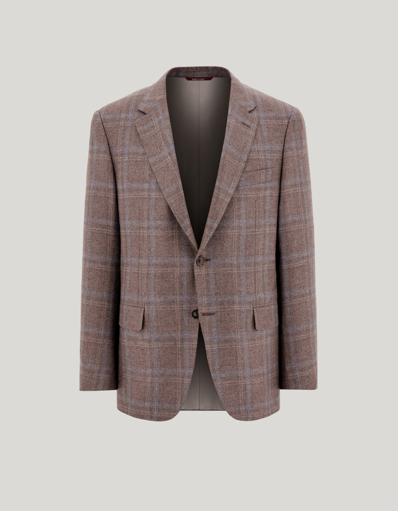 WALNUT AND LILAC SILK AND CASHMERE REGULAR-FIT OVERCHECK JACKET 1
