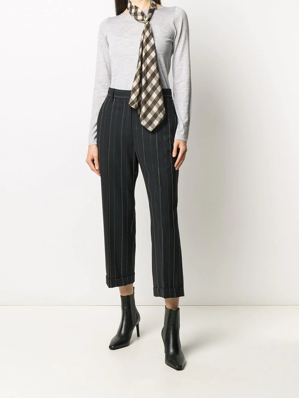 pinstripe cropped trousers - 2