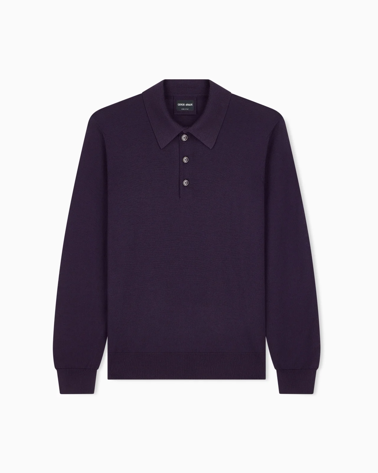LONG-SLEEVED POLO SHIRT IN VIRGIN WOOL - 1