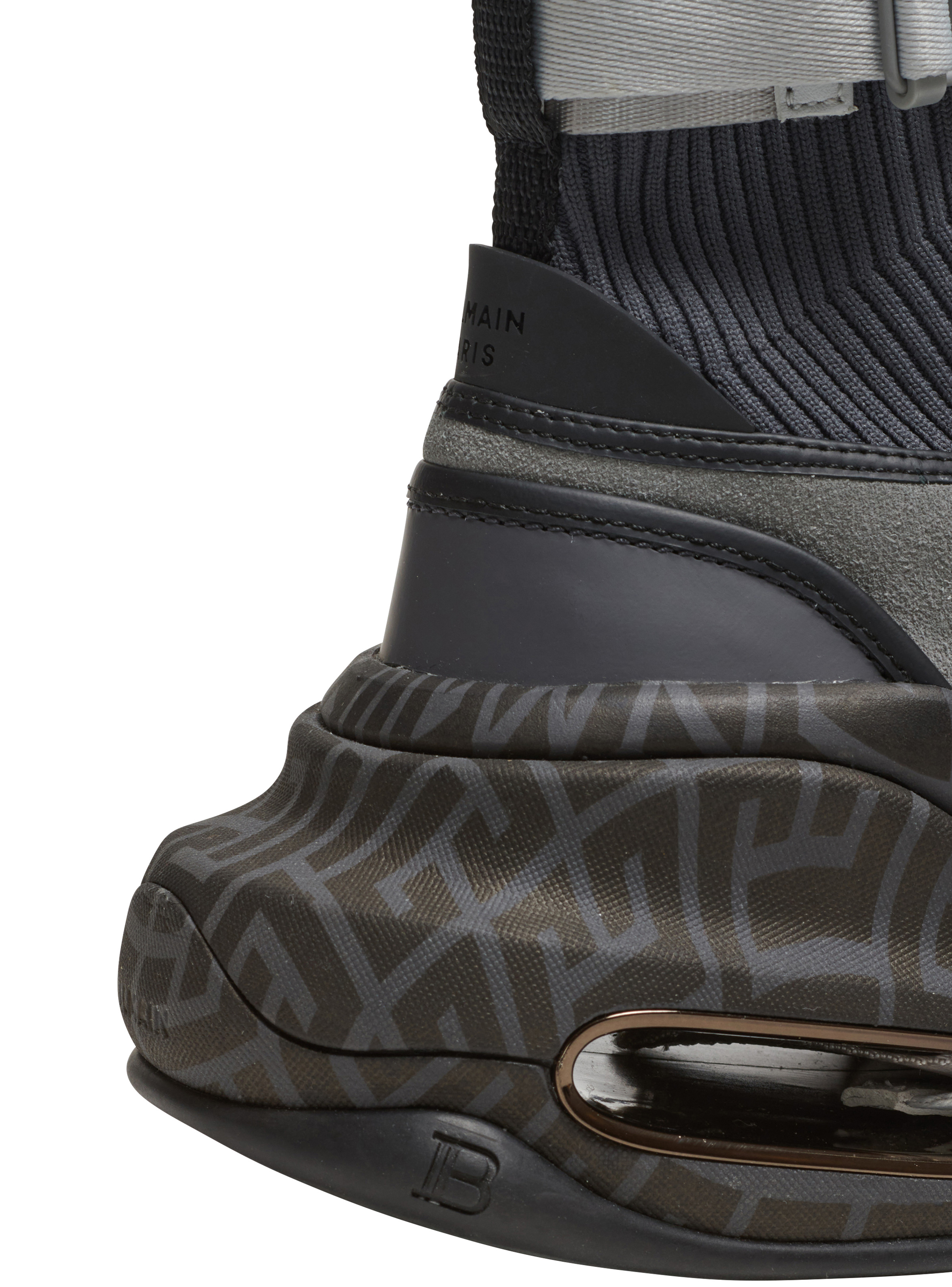 B-Bold knit and suede high-top trainers with strap - 7