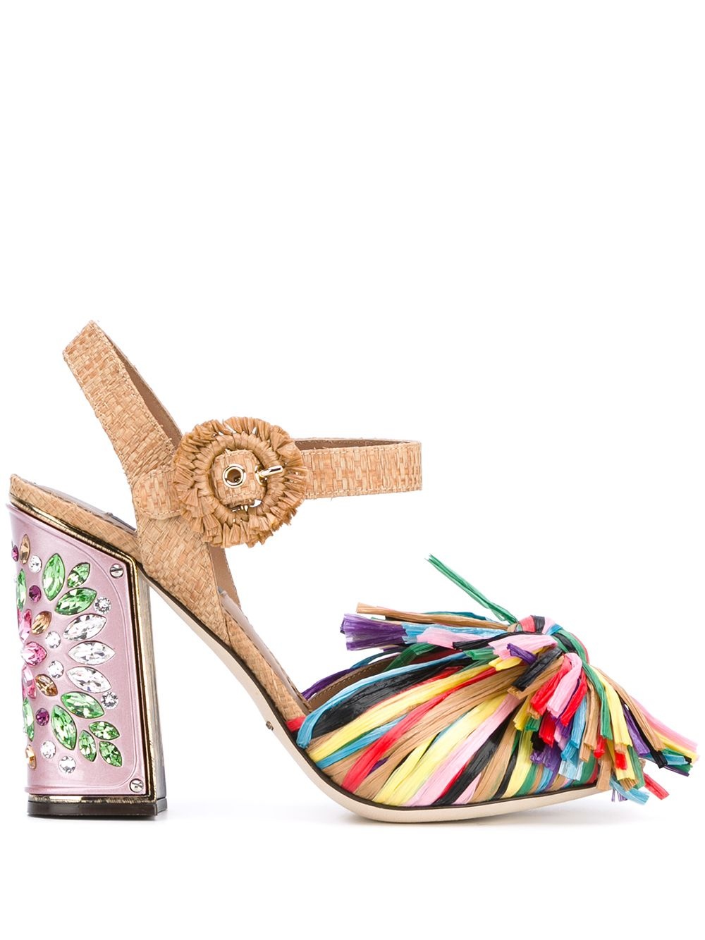 fringed embellished sandals - 1