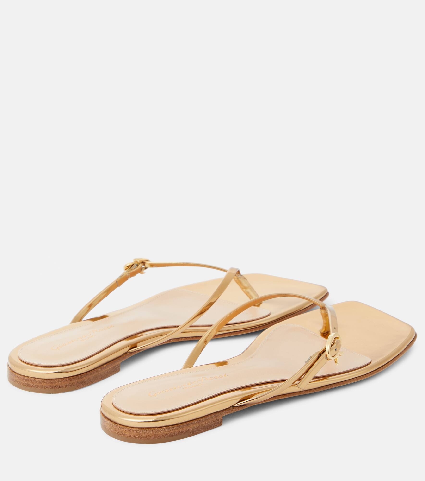Mirrored leather thong sandals - 3