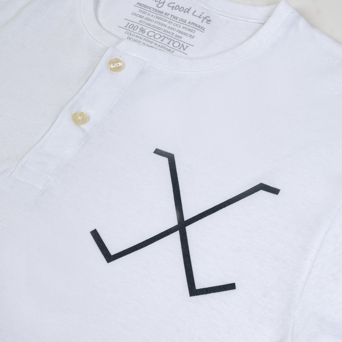 OGL 5.6oz Henley Tee - White - 8