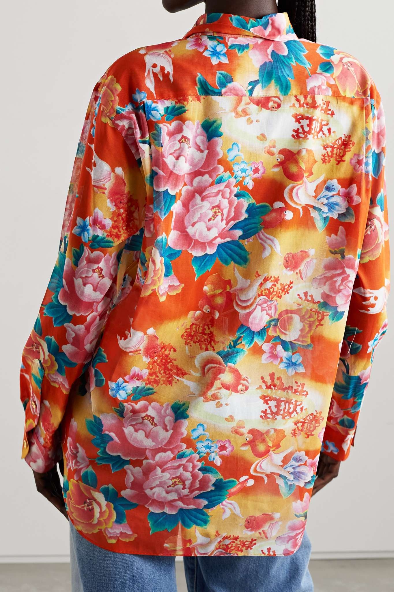 Floral-print cotton-voile shirt - 4