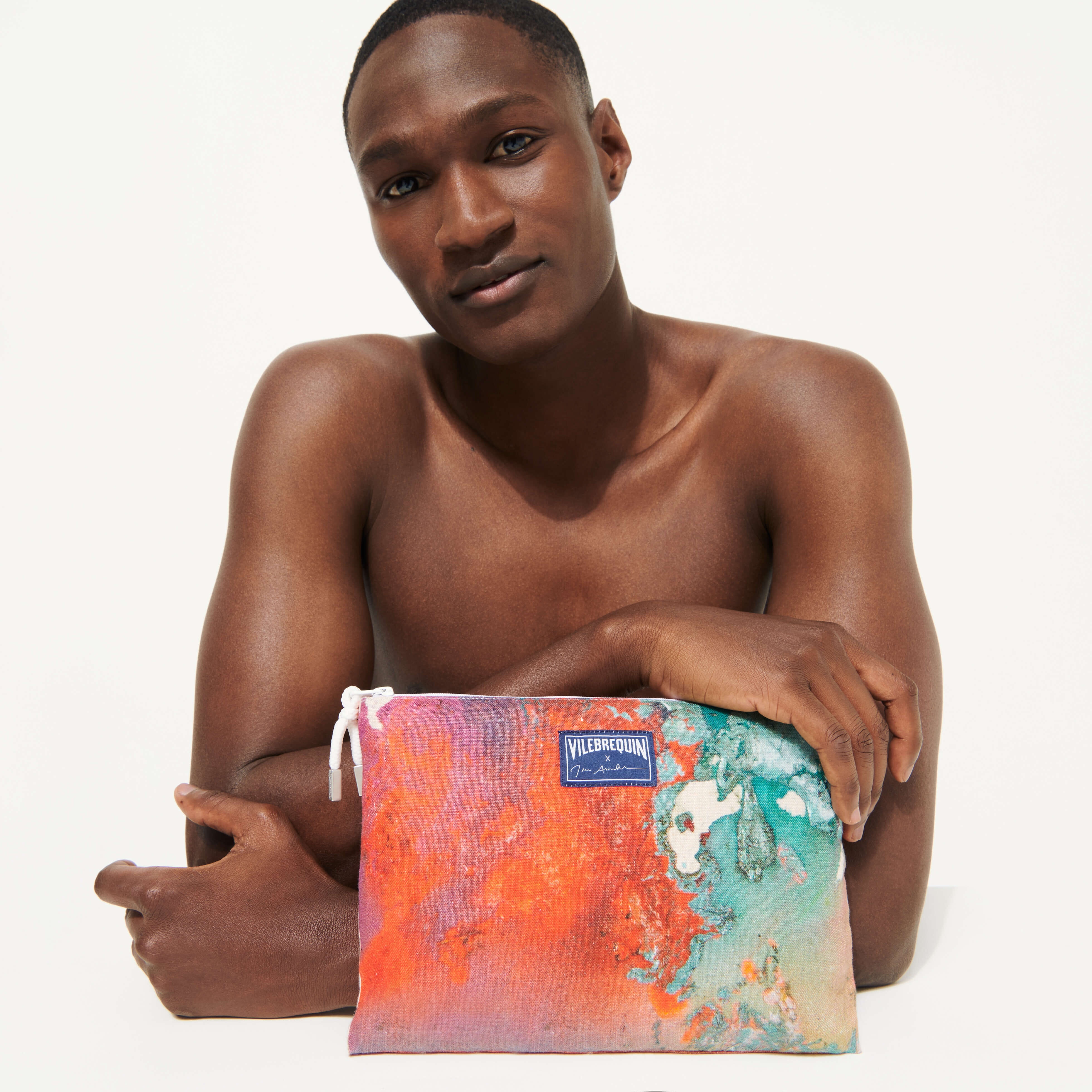 Unisex Linen Beach Pouch Gra - Vilebrequin x John M Armleder - 4