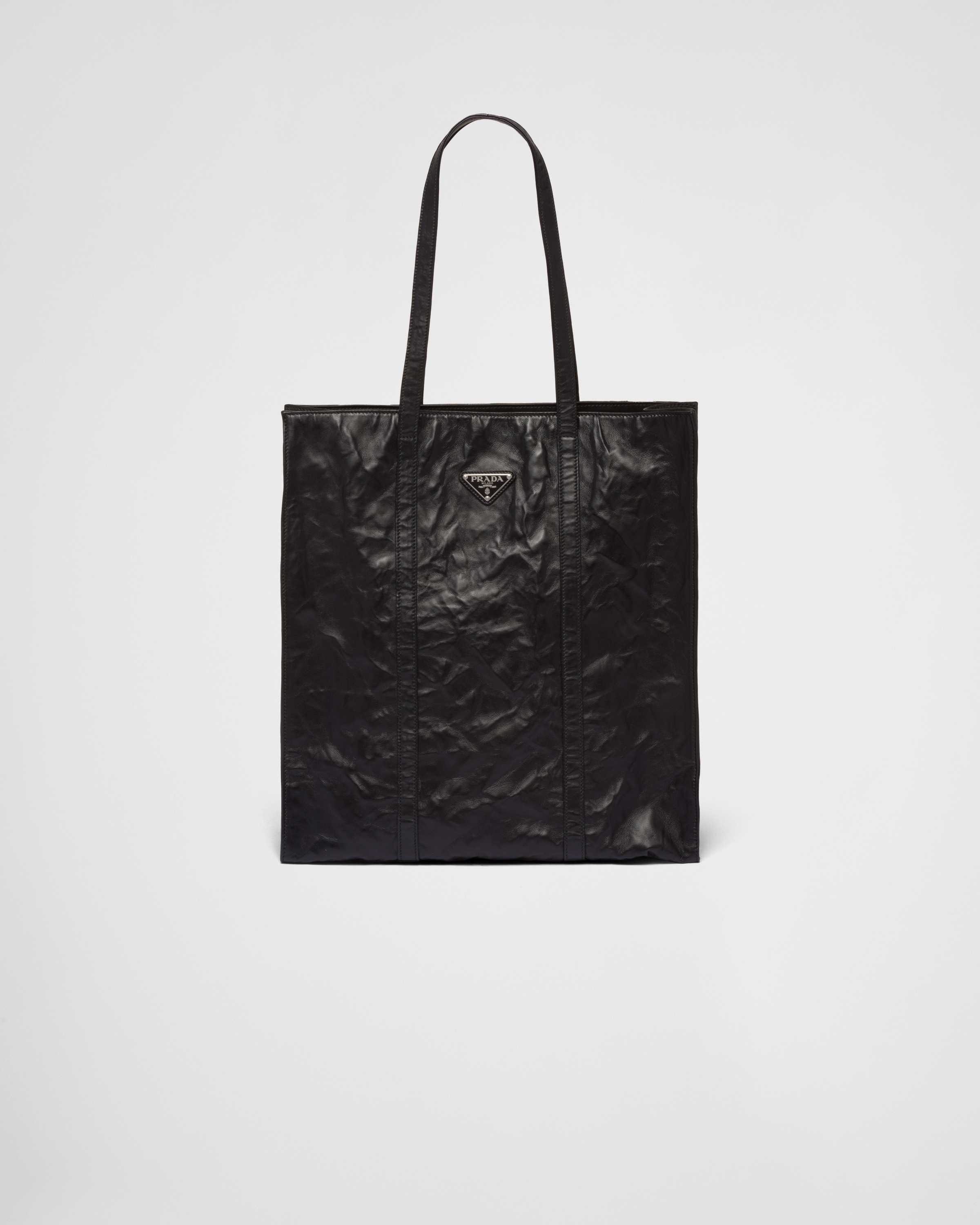 トートバッグ PRADA | RUNWAY Medium antique nappa leather tote bag 1BG587 Prada Medium Antiqued Nappa Leather Tote Bag 1BG587 Gray