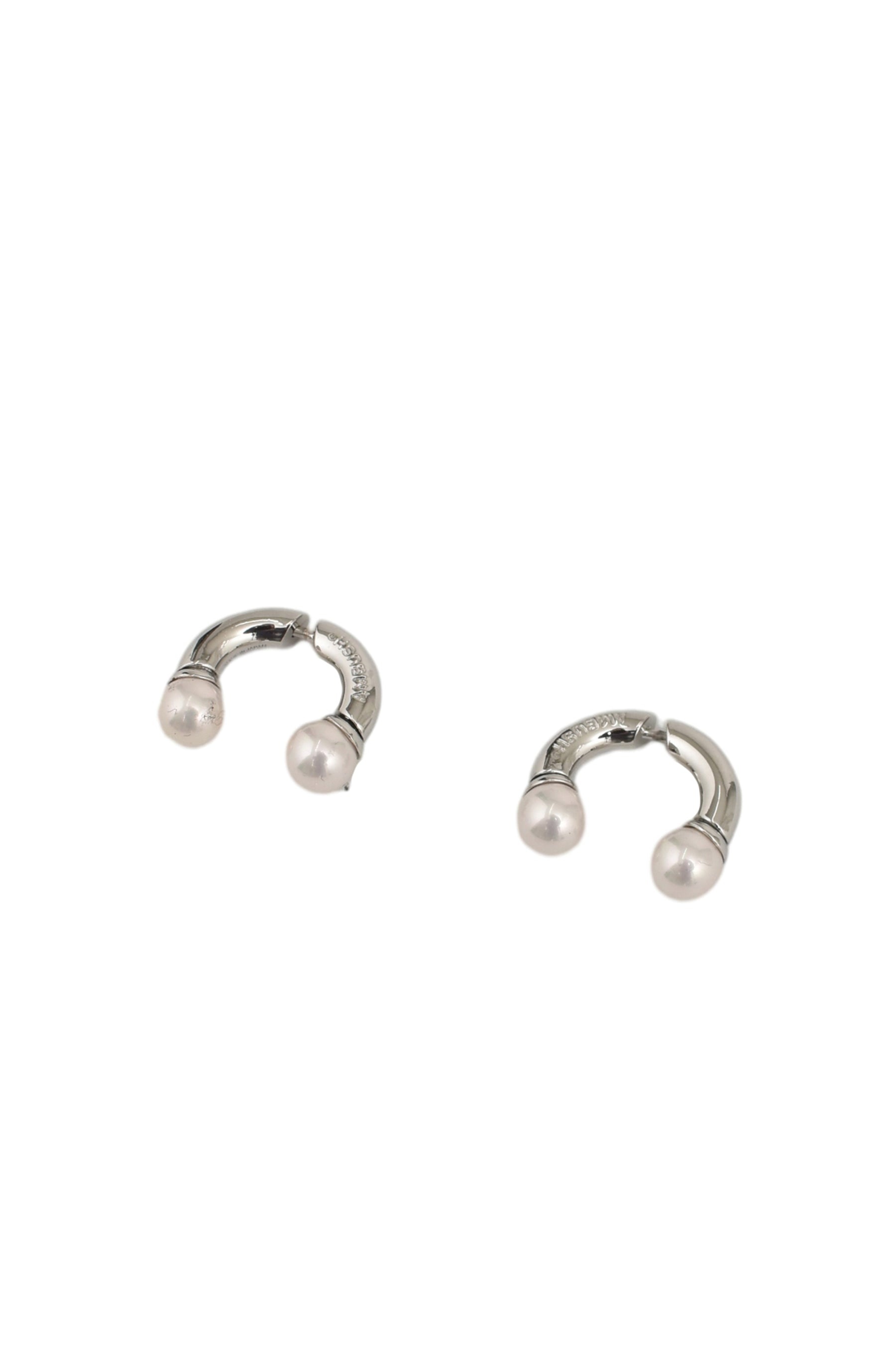 SMALL PEARL BARBELL EARRINGS / SIL - 3