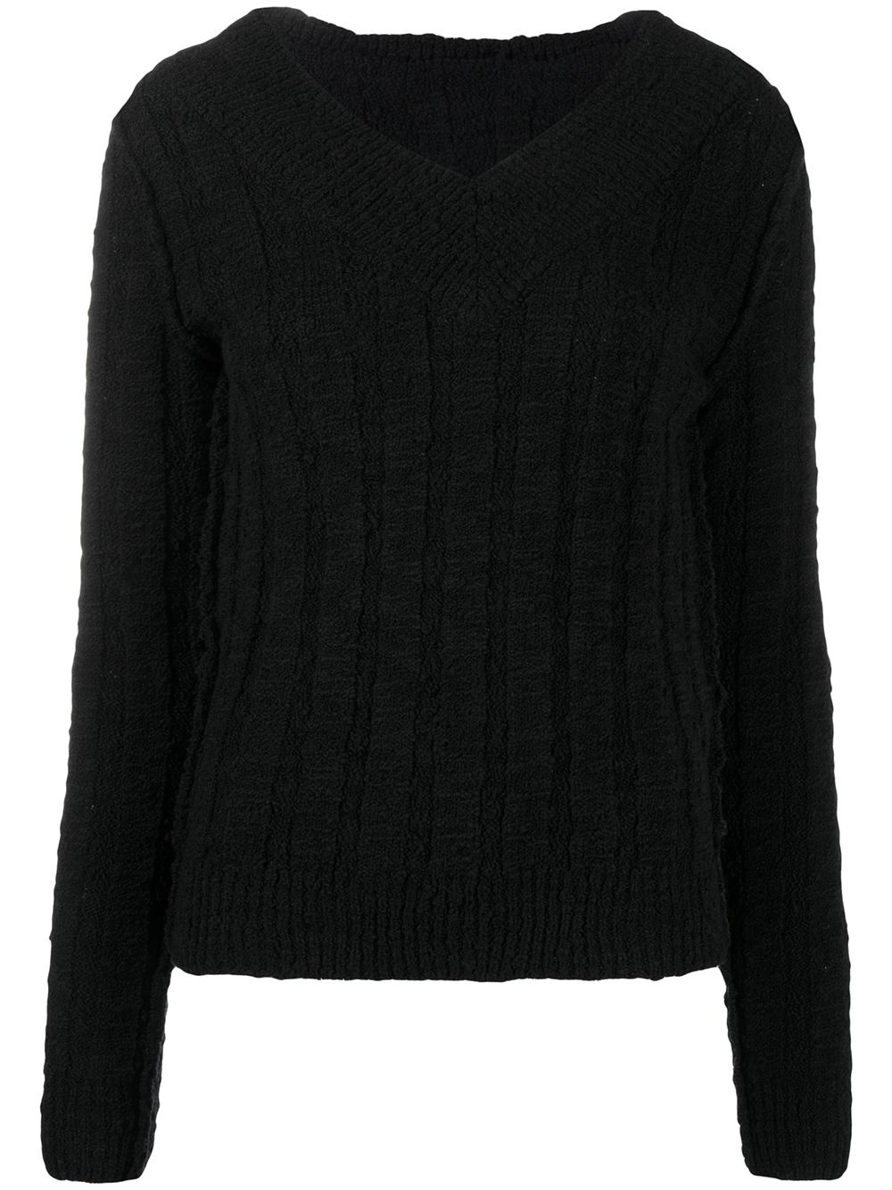 knitted V-neck jumper - 1