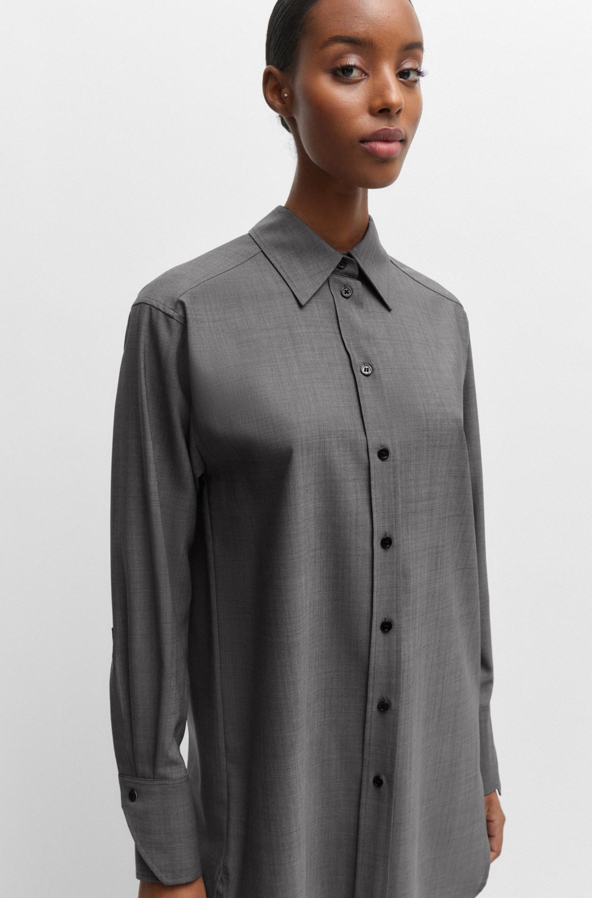 RELAXED-FIT BLOUSE IN ITALIAN VIRGIN-WOOL SHARKSKIN - 4