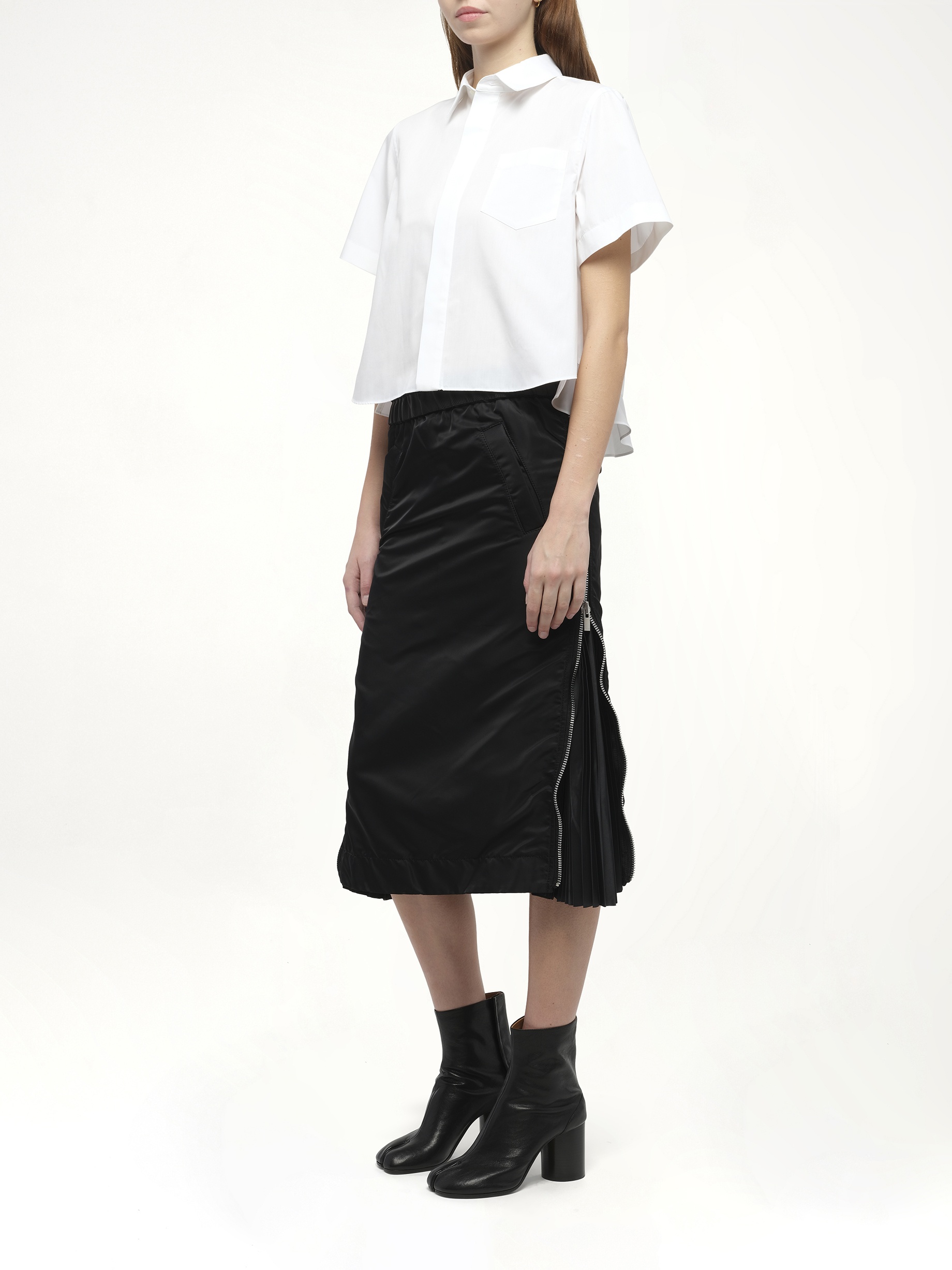 Frill Poplin Shirt in Off White - 4