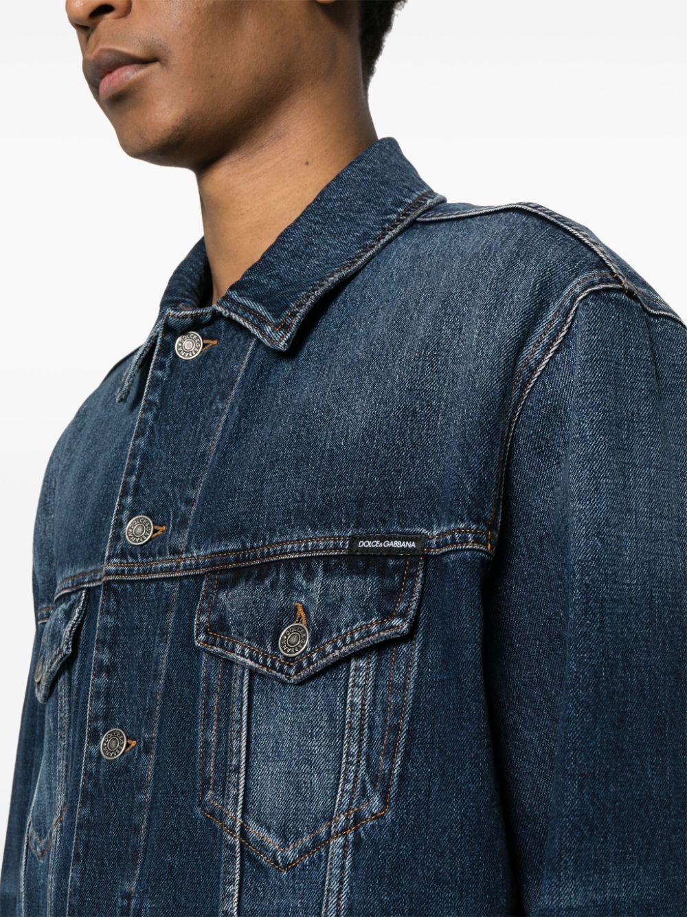 logo-plaque denim jacket - 5