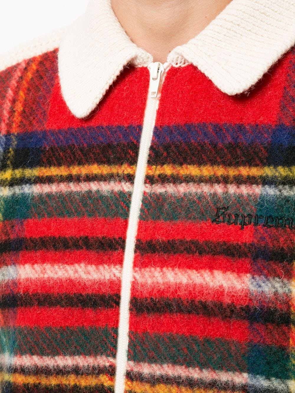 plaid front zip-up jumper - 5