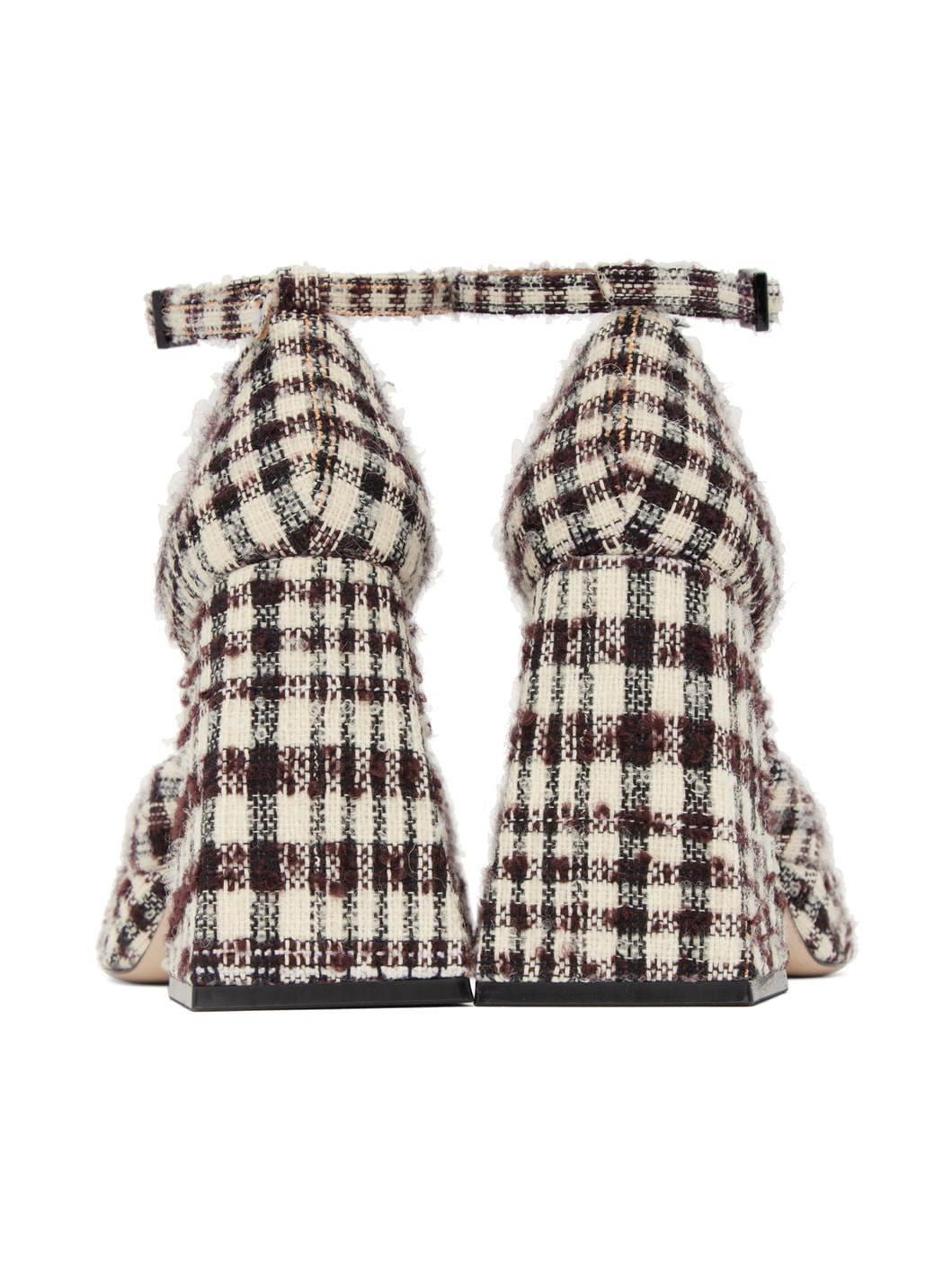 Off-White & Burgundy Platform Heels - 2