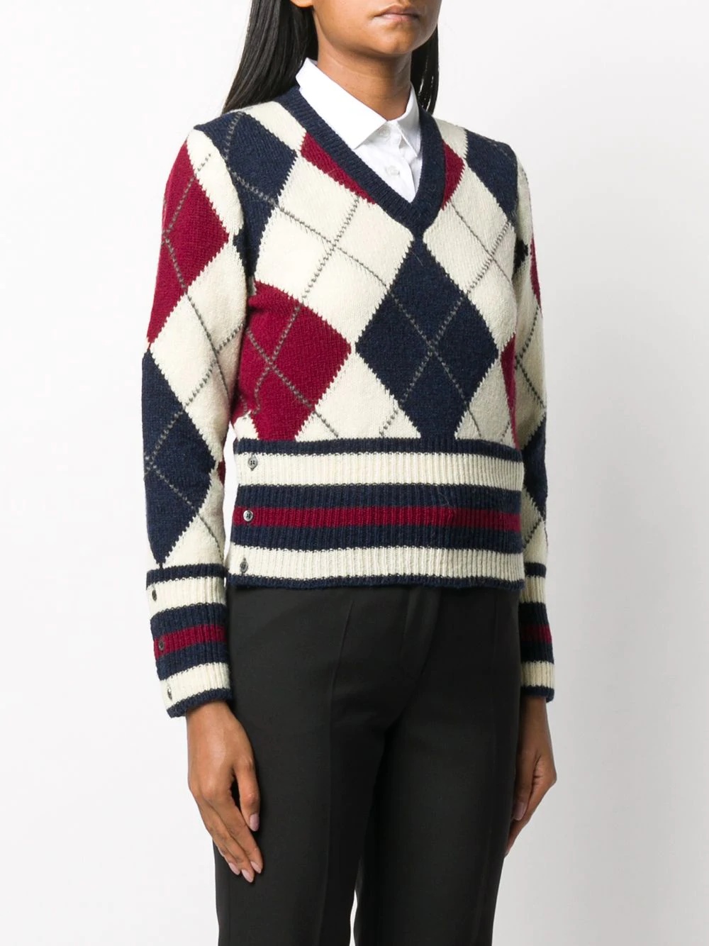 argyle V-neck jumper - 3