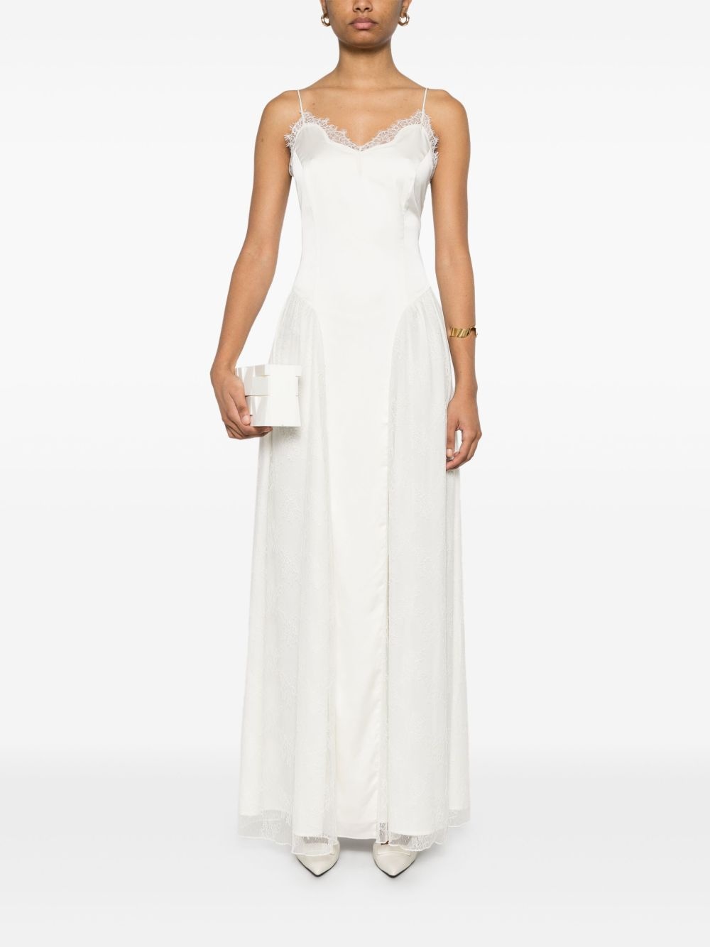 satin lace maxi dress - 2