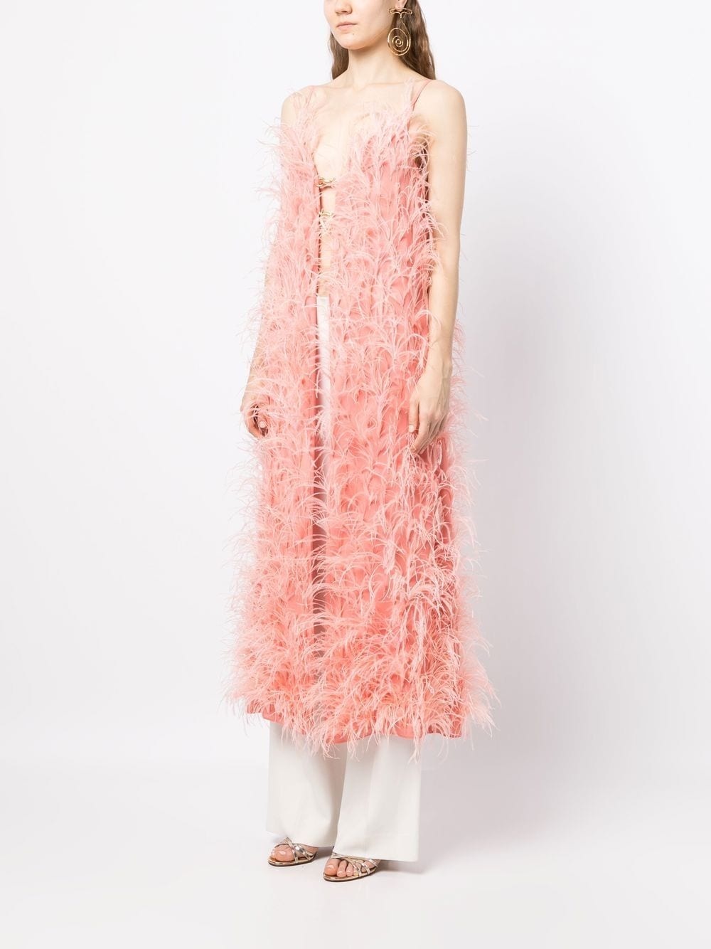 feather open-front tunic - 3