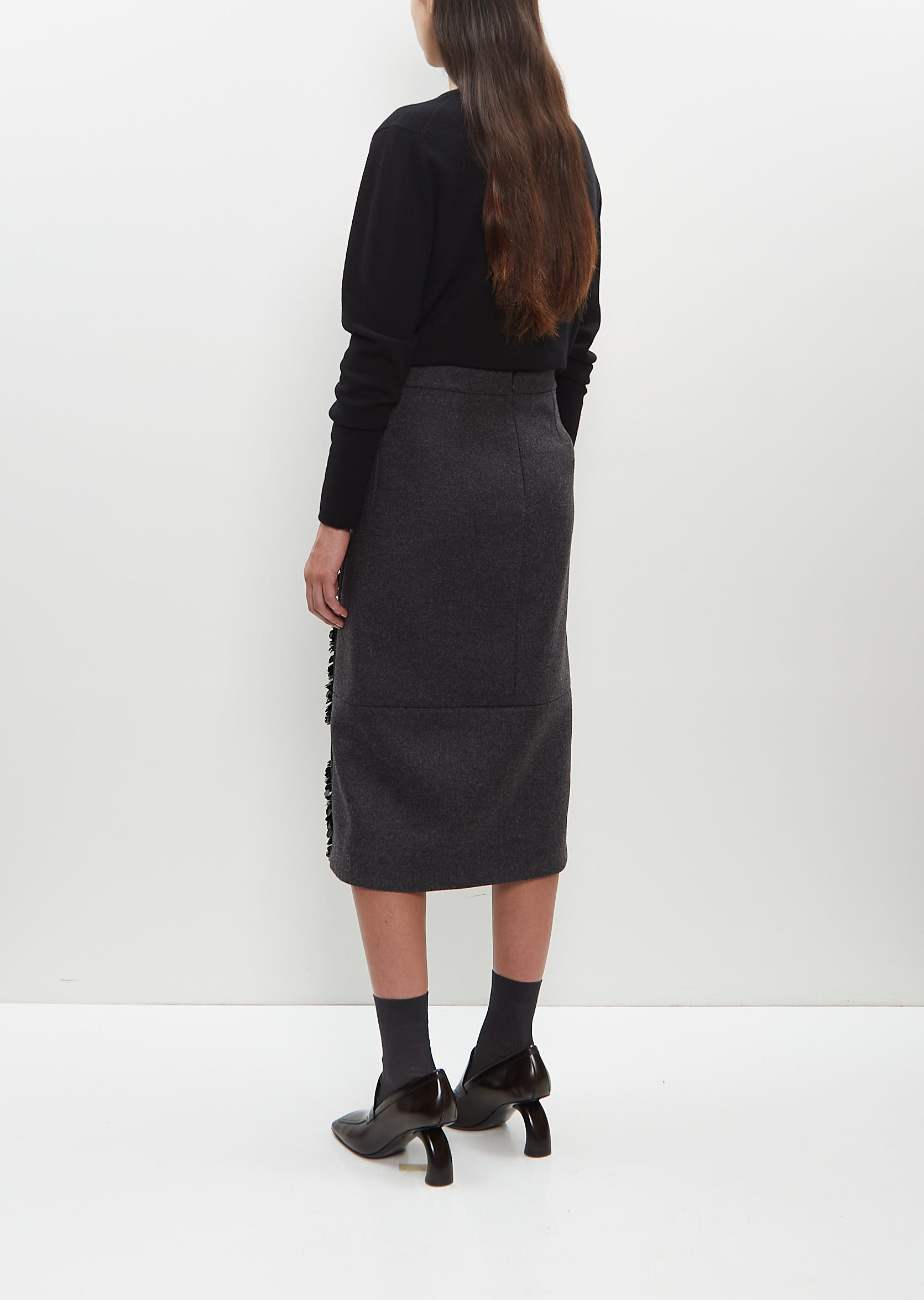 Embellished Wool Midi Skirt - 3