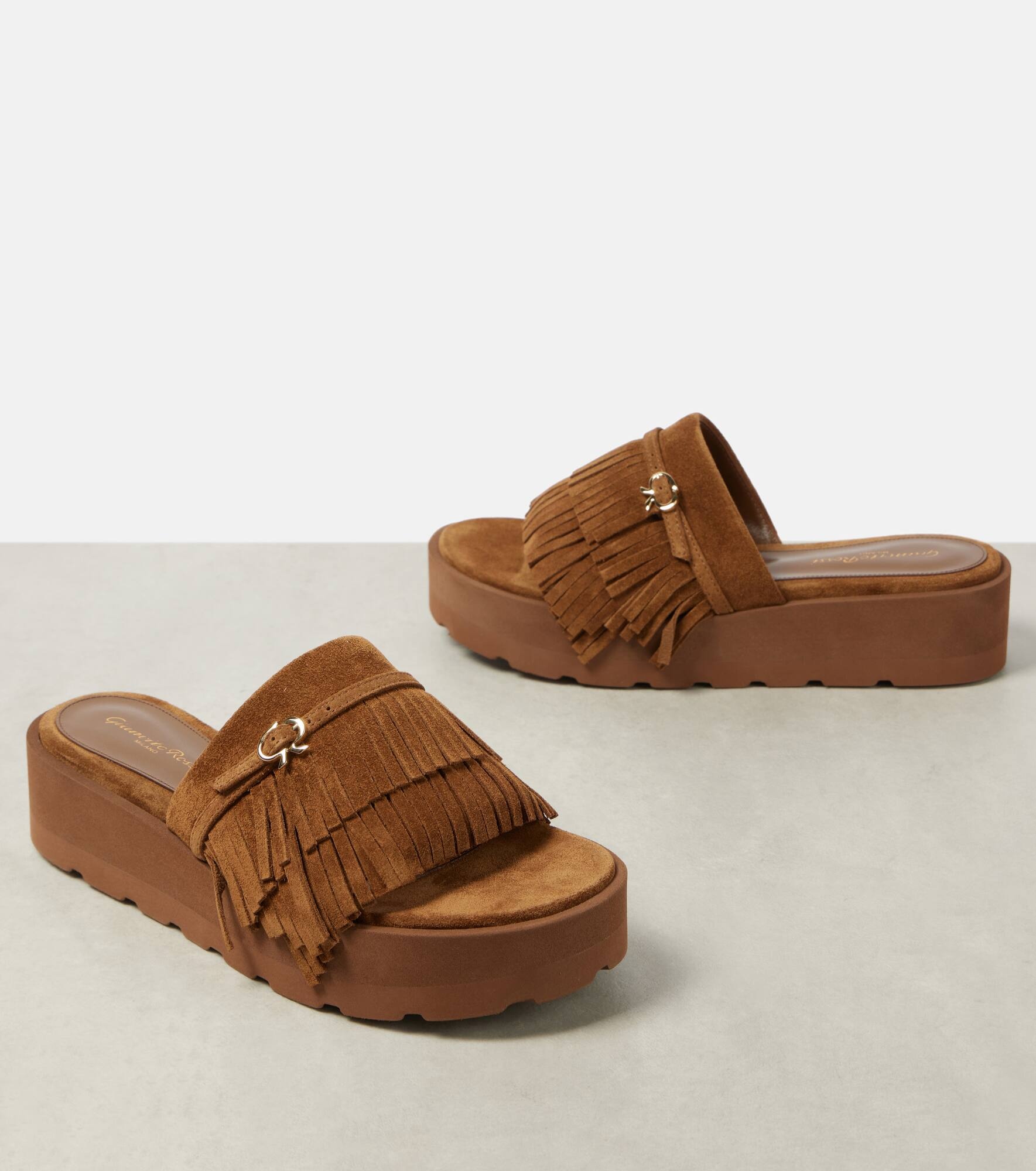 Fringed suede slides - 5