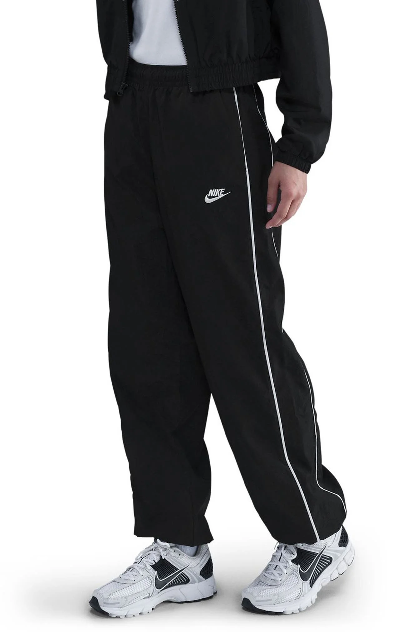 Nike Sportswear Windrunner Water Repellent Track Pants in Black/Sail at Nordstrom - 1