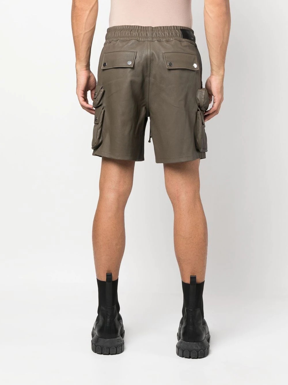 multi-pocket leather shorts - 4