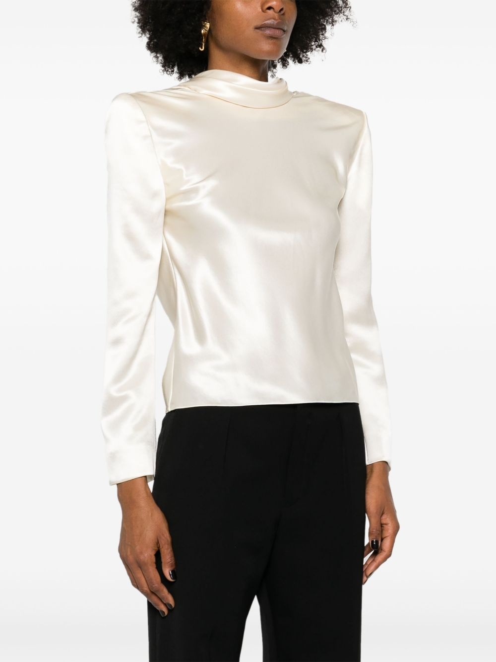 roll-neck silk blouse - 3