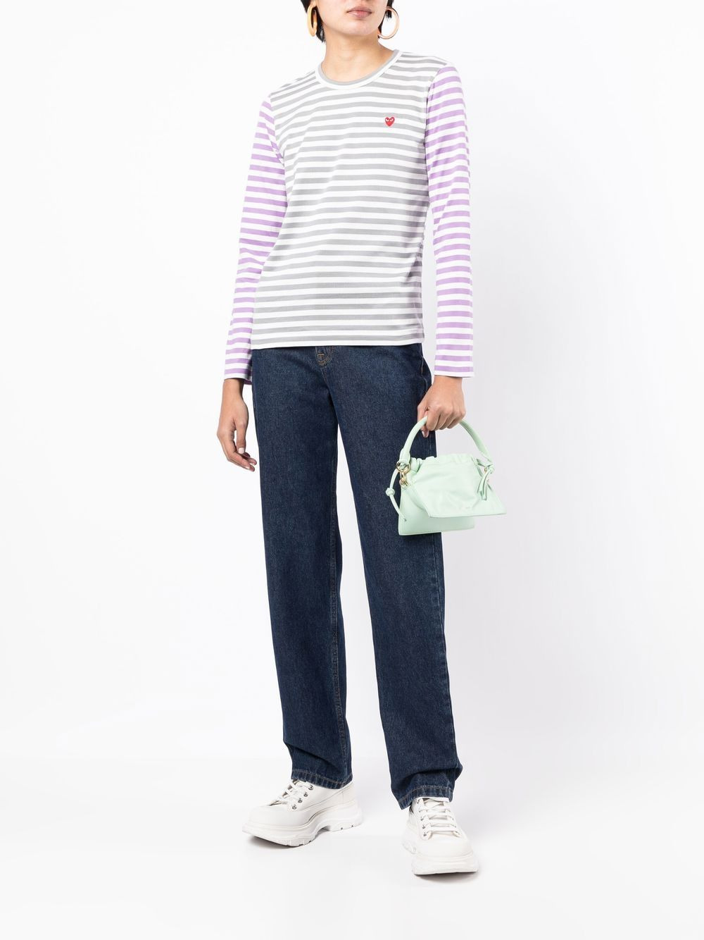 bi-colour striped long-sleeve T-shirt - 2