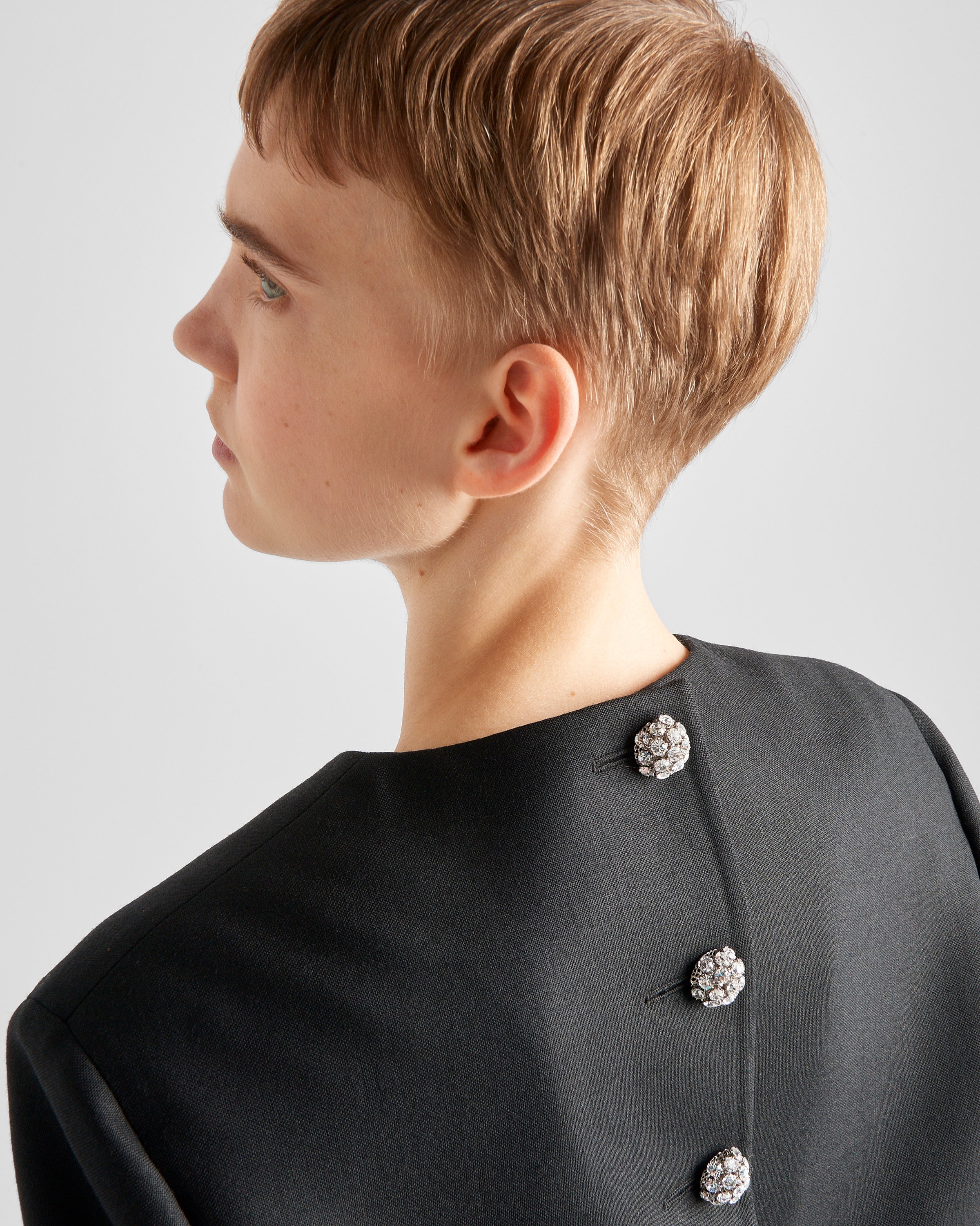 Single-breasted wool jacket with feathers - 4