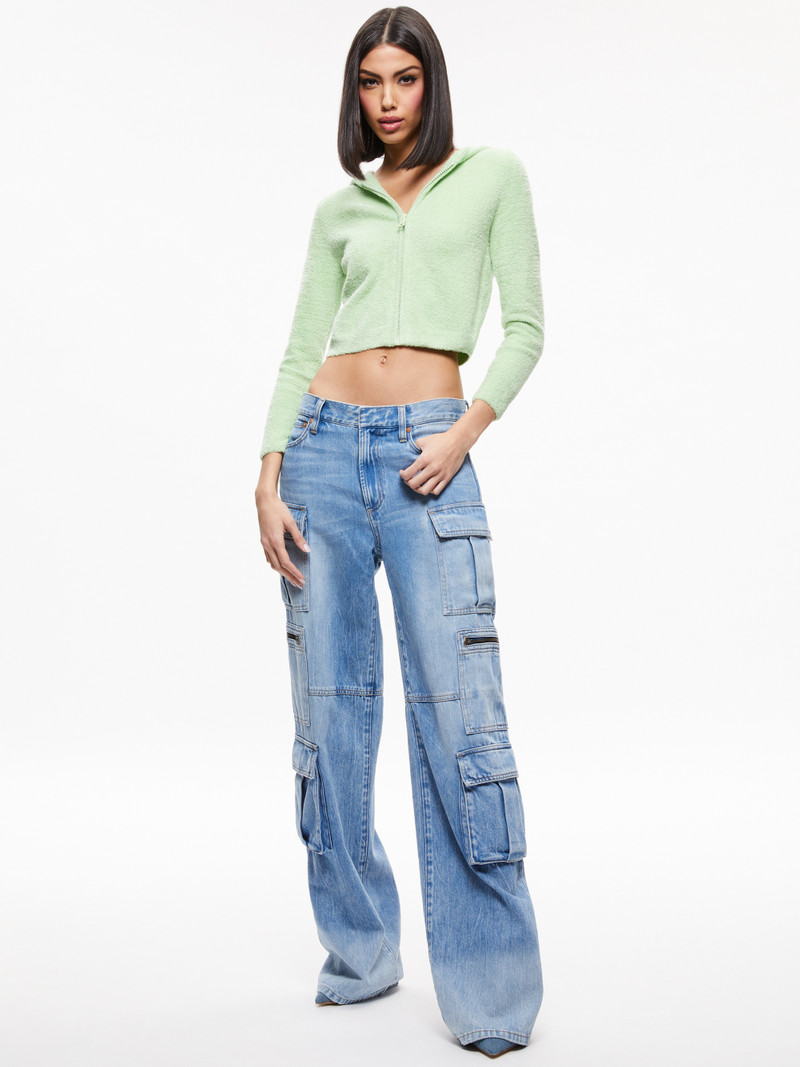Alice + Olivia LIDELL CROPPED ZIP UP HOODIE outlook