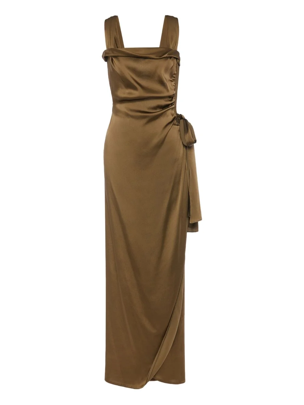 draped-detail asymmetric gown - 1