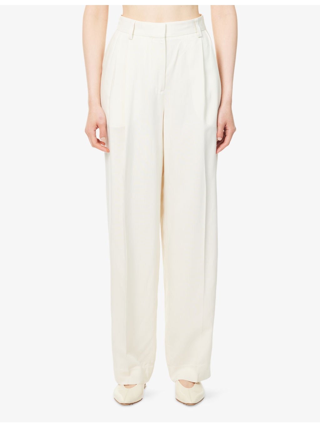 Pleated Wide-Leg Woven Trousers - 3