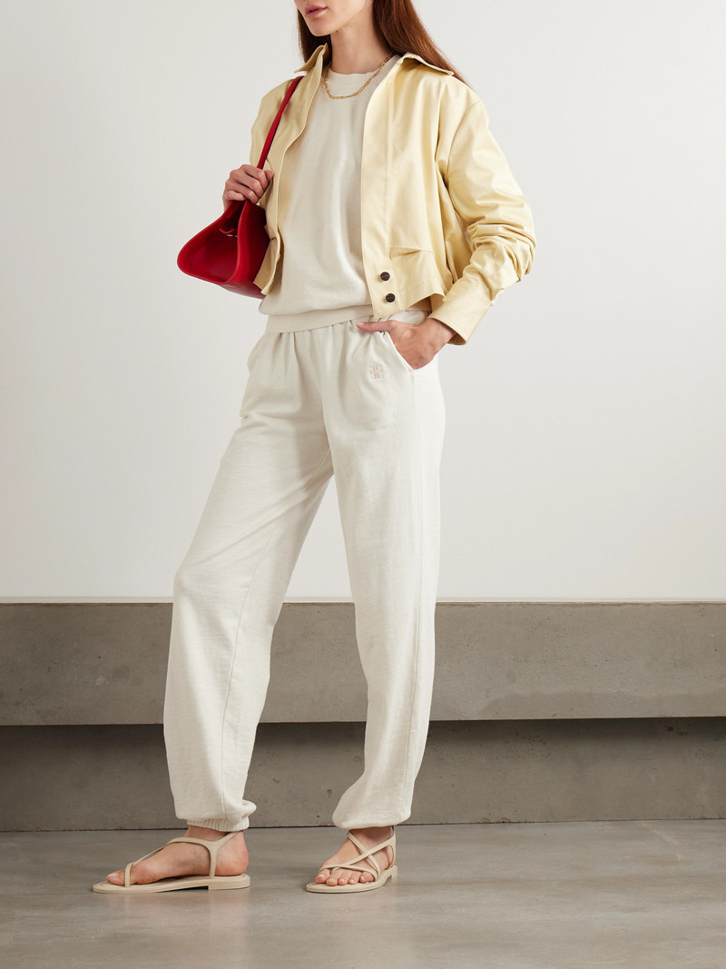 ÉTERNE Vinny Embroidered Tapered Cotton-jersey Track Pants outlook